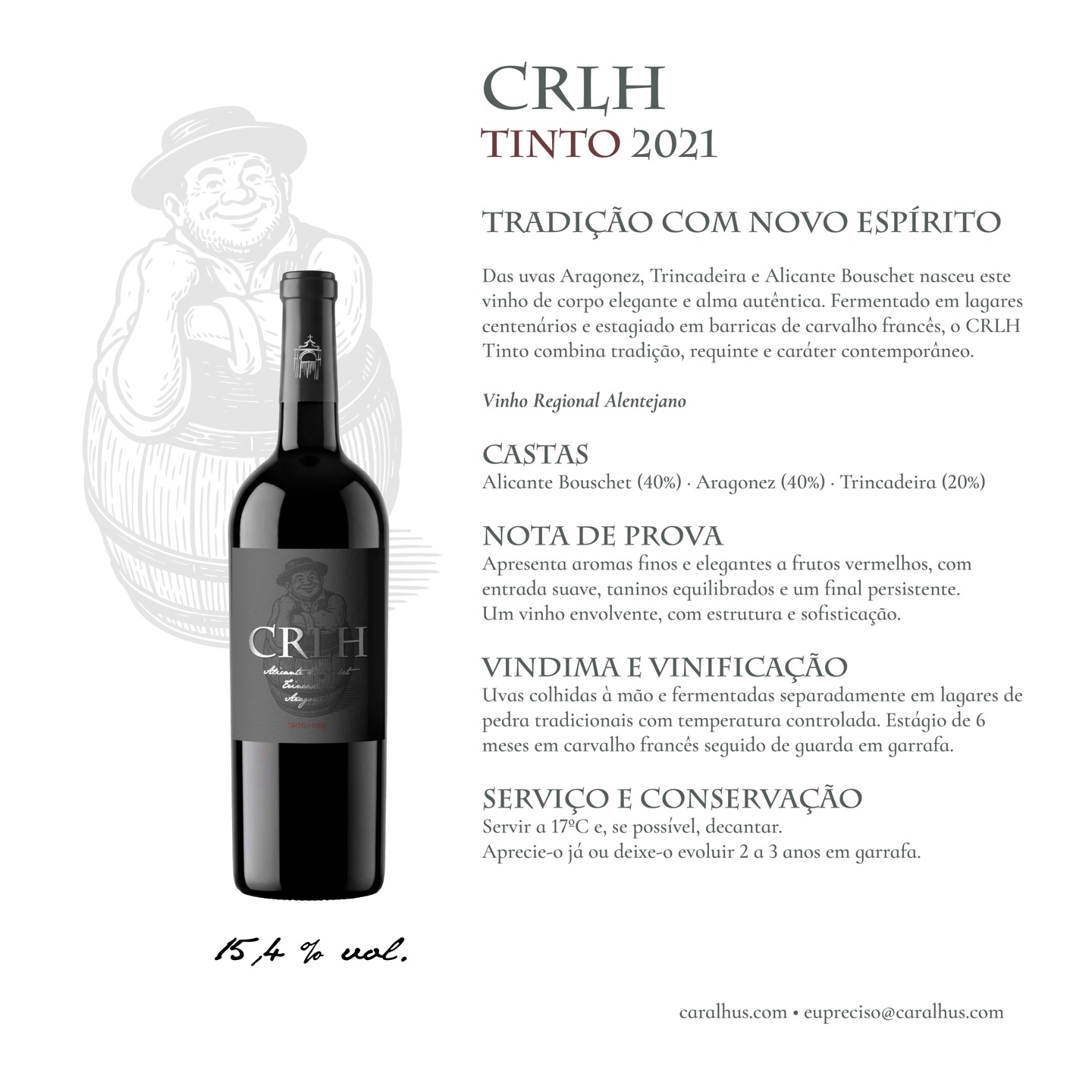 Technical sheet for the CRLH Tinto 2021 — grapes, tasting note and cellaring
