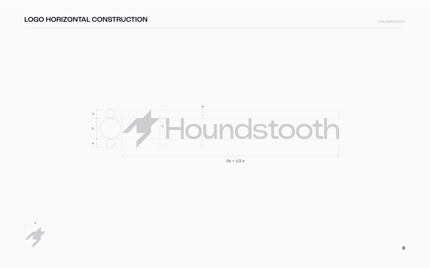 Horizontal construction of the logo on a modular grid