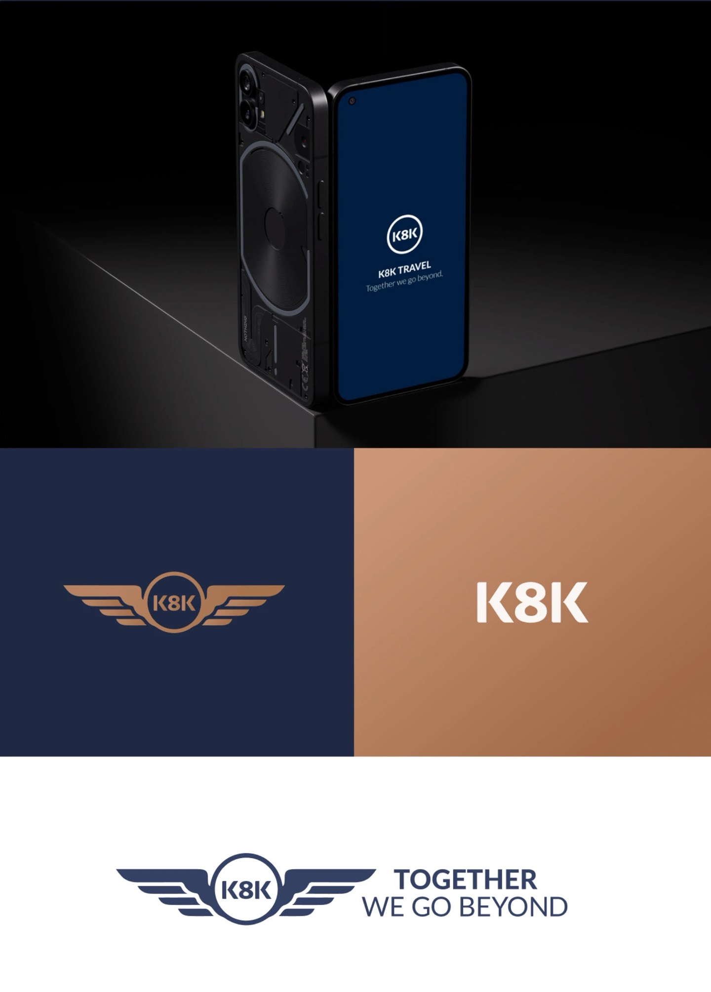App splash screen and the full lockup across brand colours