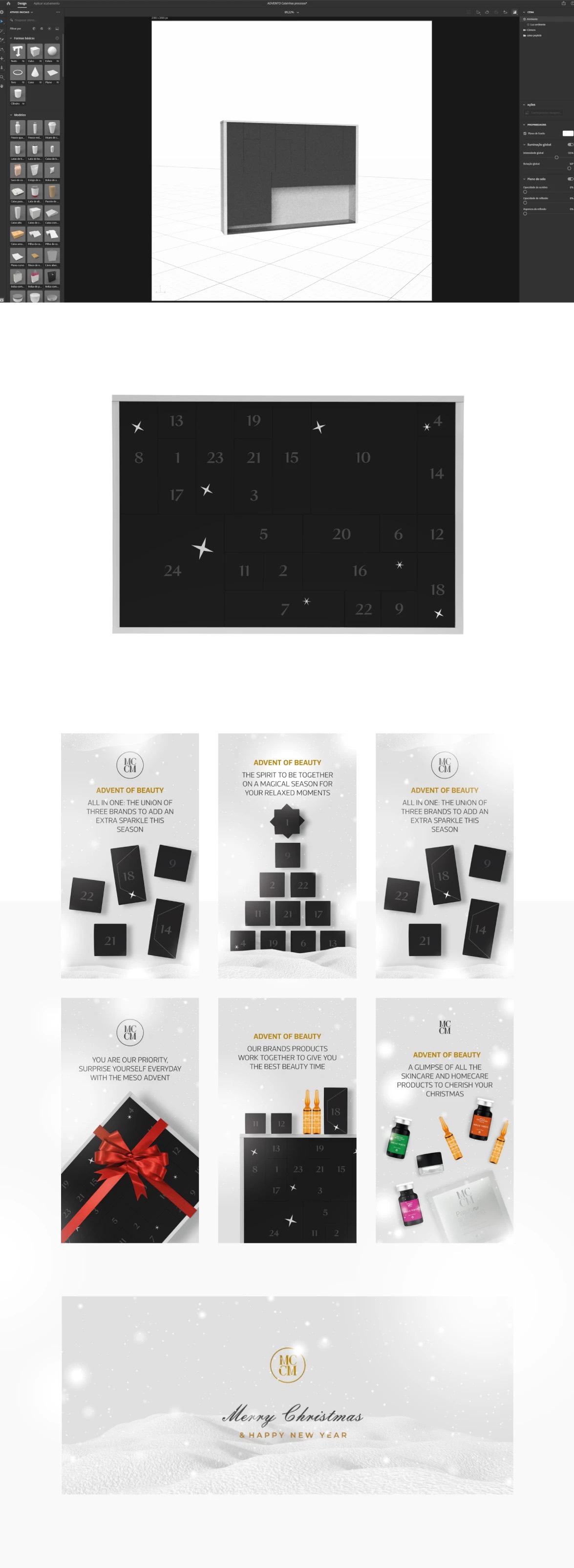 Advent of Beauty calendar — 3D packaging model and the campaign built from it