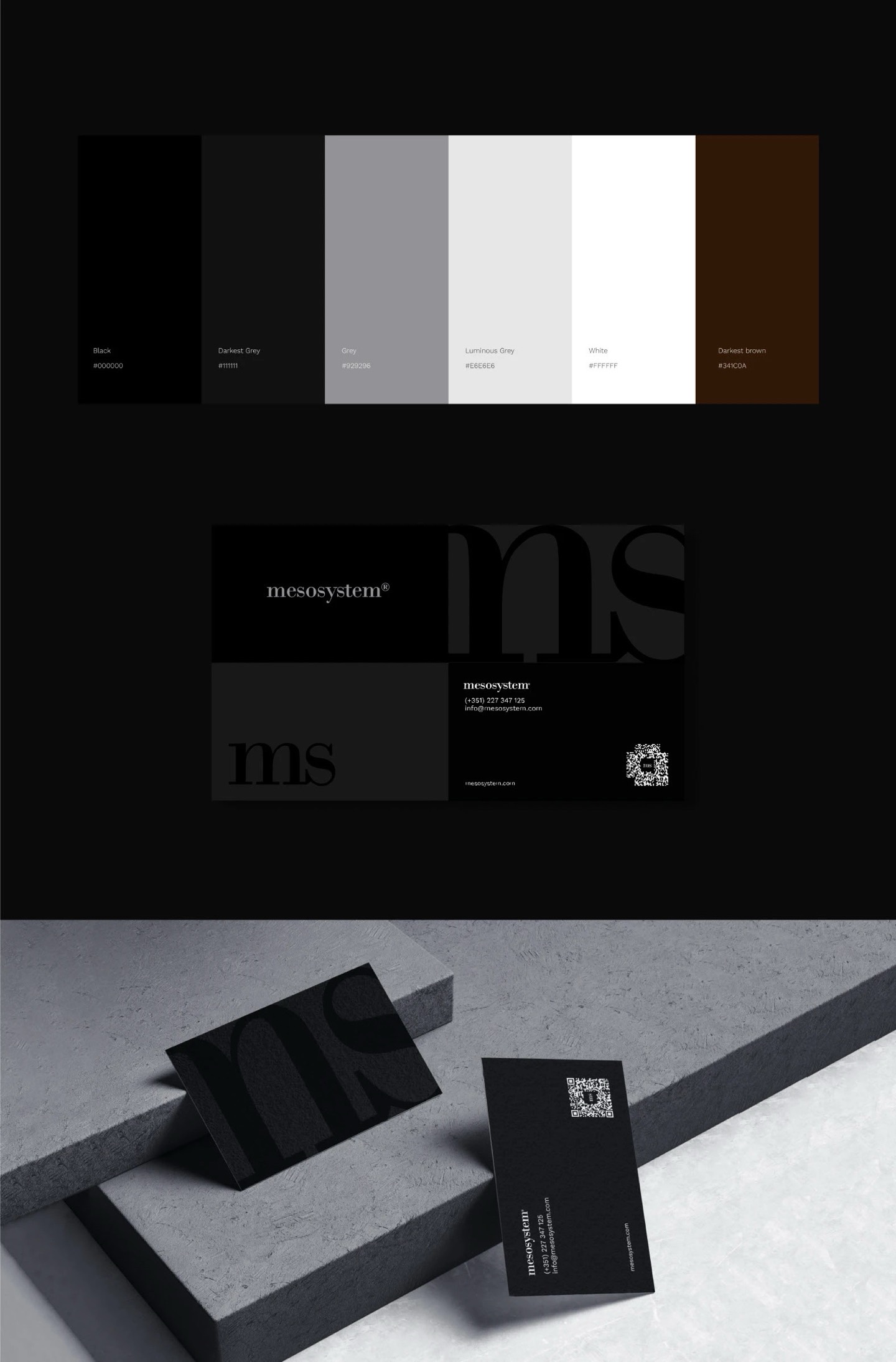 Corporate palette, the ms monogram and the business card system
